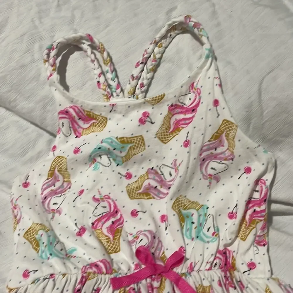 Tommy Bahama 6 unicorn ice cream cone braided tank dress lined worn once euc